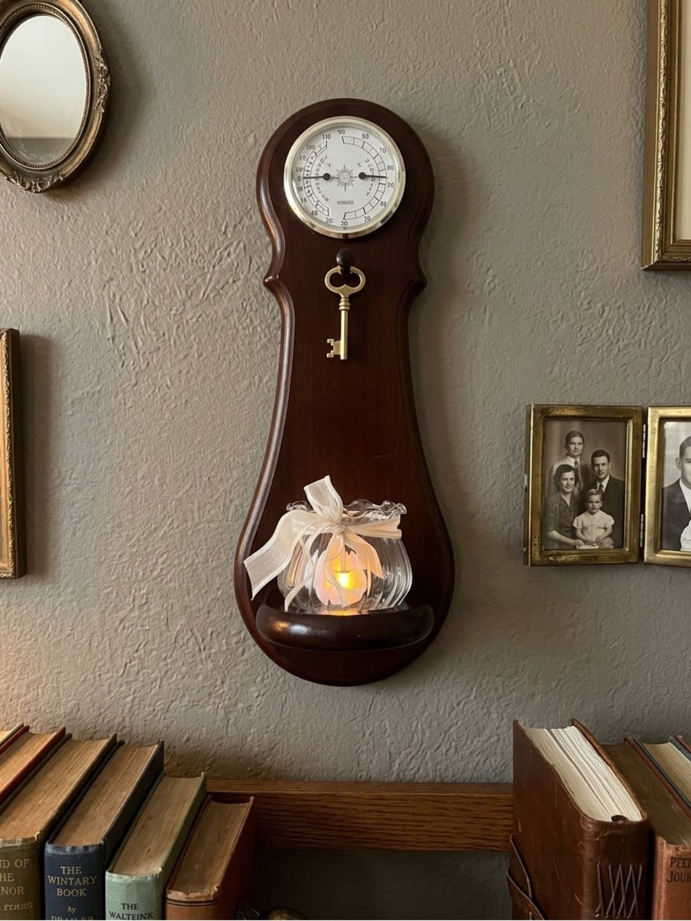 Vintage Springfield Weather Station Wall Sconce Thermometer Humidity Gauge